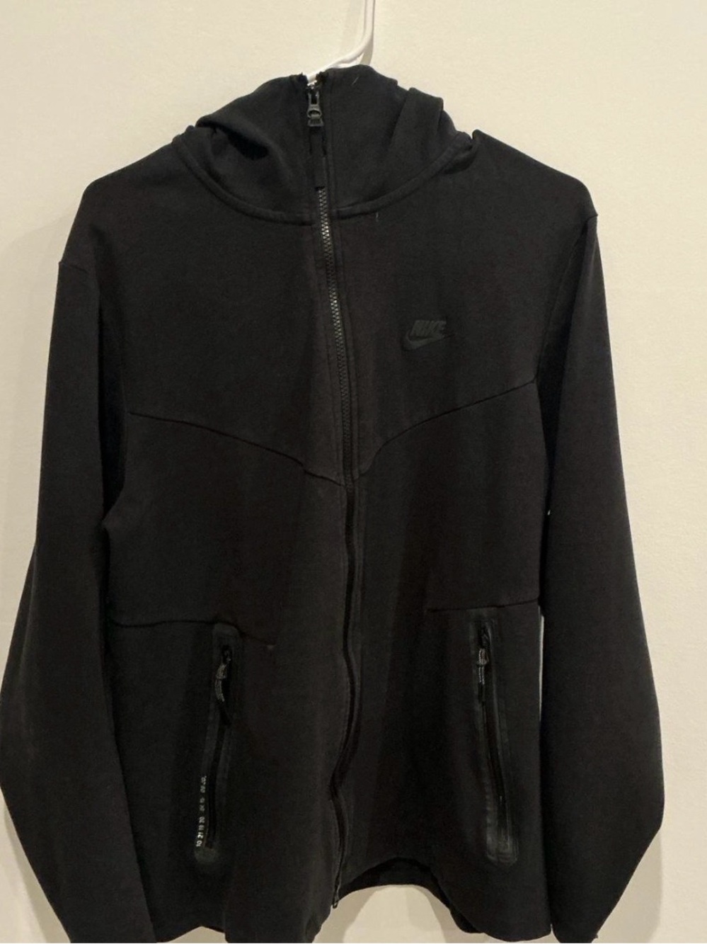 Nike Triple Black Sportswear Tech Fleece Fill-Zip Hoodie Mens Sz Large